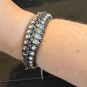 Chico's Silver Crystal Stretch Bracelet